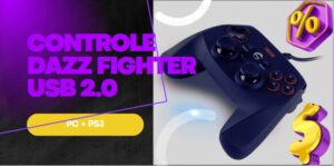 Controle com Fio Dazz Double Shock Fighter